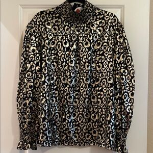 Stylish Leopard Print Blouse - Black and Gold